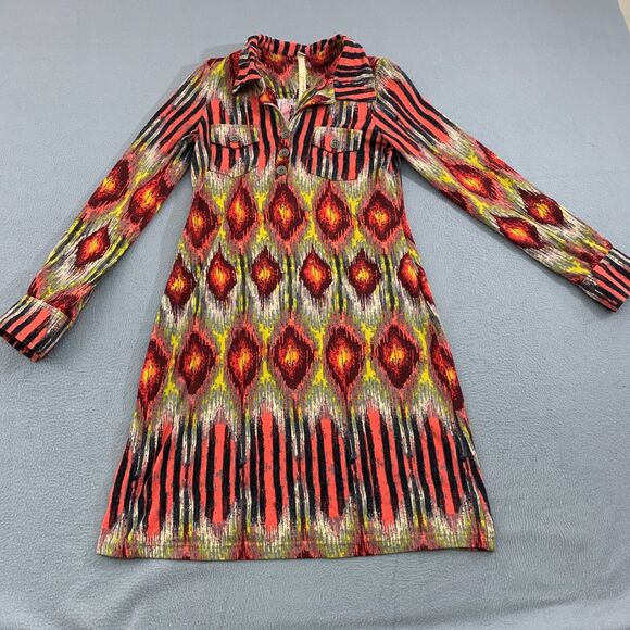Uncle Frank's Dresses & Skirts - Uncle Frank Shirt Dress Womens Sz S Aztec Long Sleeve Patterned 1/4 Button Front